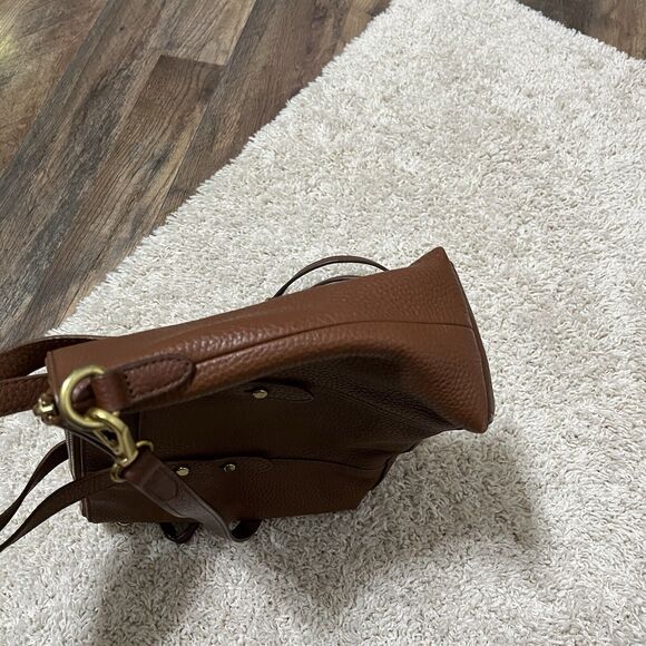 Fossil Brown Studded Cow Hide Leather Satchel Crossbody Bag Purse - Picture 5 of 11